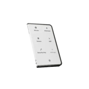 Ledger Stax Display mit Bitcoin, Ethereum und Solana Übersicht