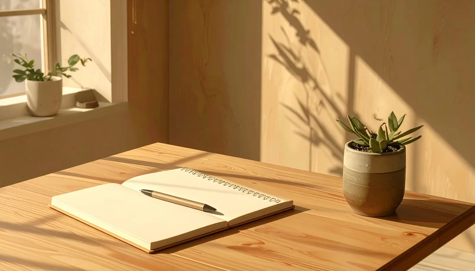 Ruhiger Arbeitsplatz mit Notizbuch als Symbol für die persönliche Einordnung von Anlageentscheidungen.