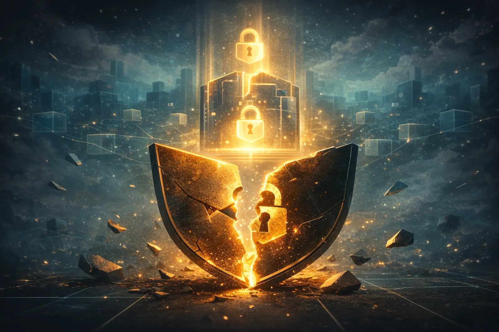 Symbolbild für Ledger Recover mit Krypto-Sicherheit, Schutzschild und Wiederherstellung