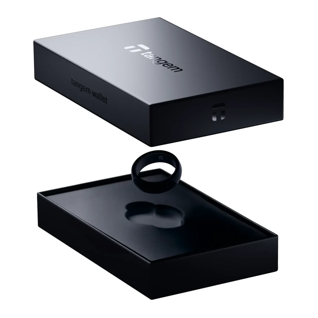 Hardware Wallet Ring mit NFC-Verbindung zum Smartphone für sichere Krypto-Transaktionen