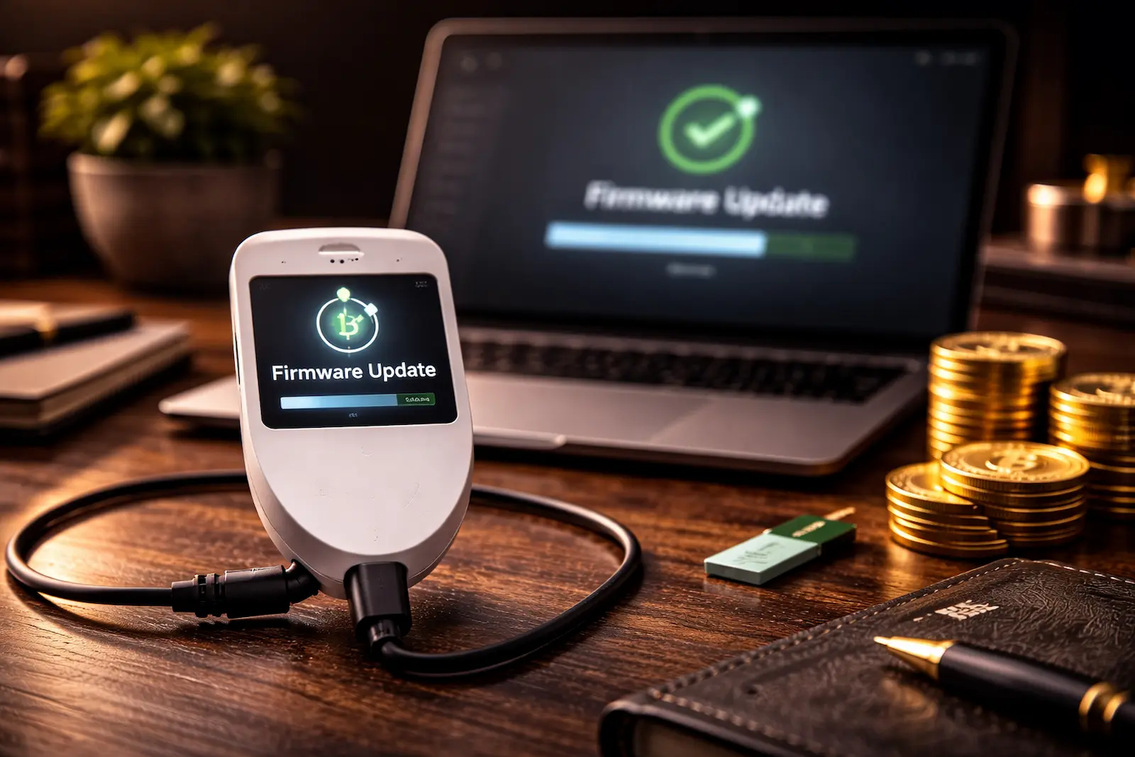 Krypto-Sicherheit mit Update-Anzeige im Artikel zum Trezor Firmware Update