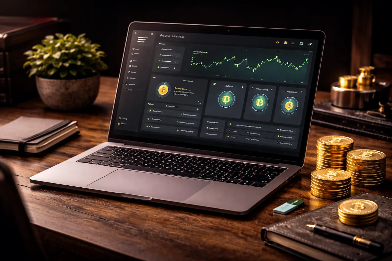 Krypto-Software mit Coins und digitaler Verwaltung im Trezor-Suite-Artikel