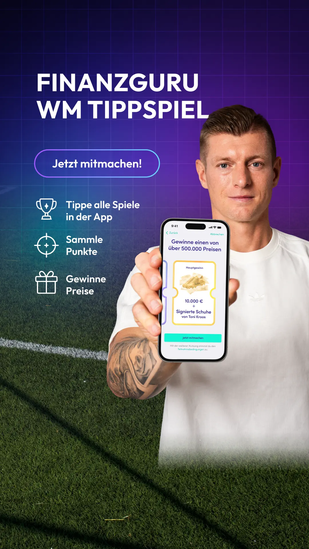 Finanzguru Tippspiel mit Toni Kroos und der Finanzguru App